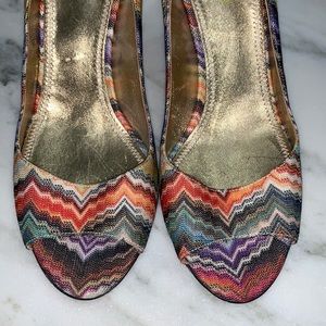 Missoni peep toe wedge heels